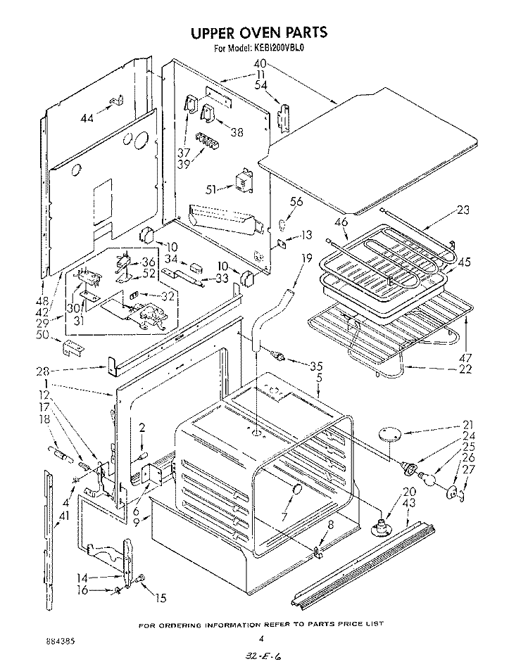UPPER OVEN Diagram and Parts List for KEBI200VBL0  KitchenAid Wall Oven