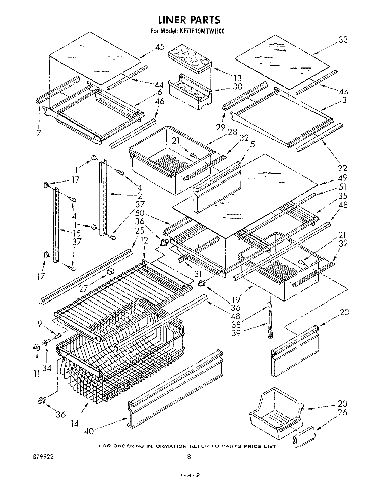 LINER Diagram and Parts List for KFRF19MTPL00  Whirlpool Refrigerator