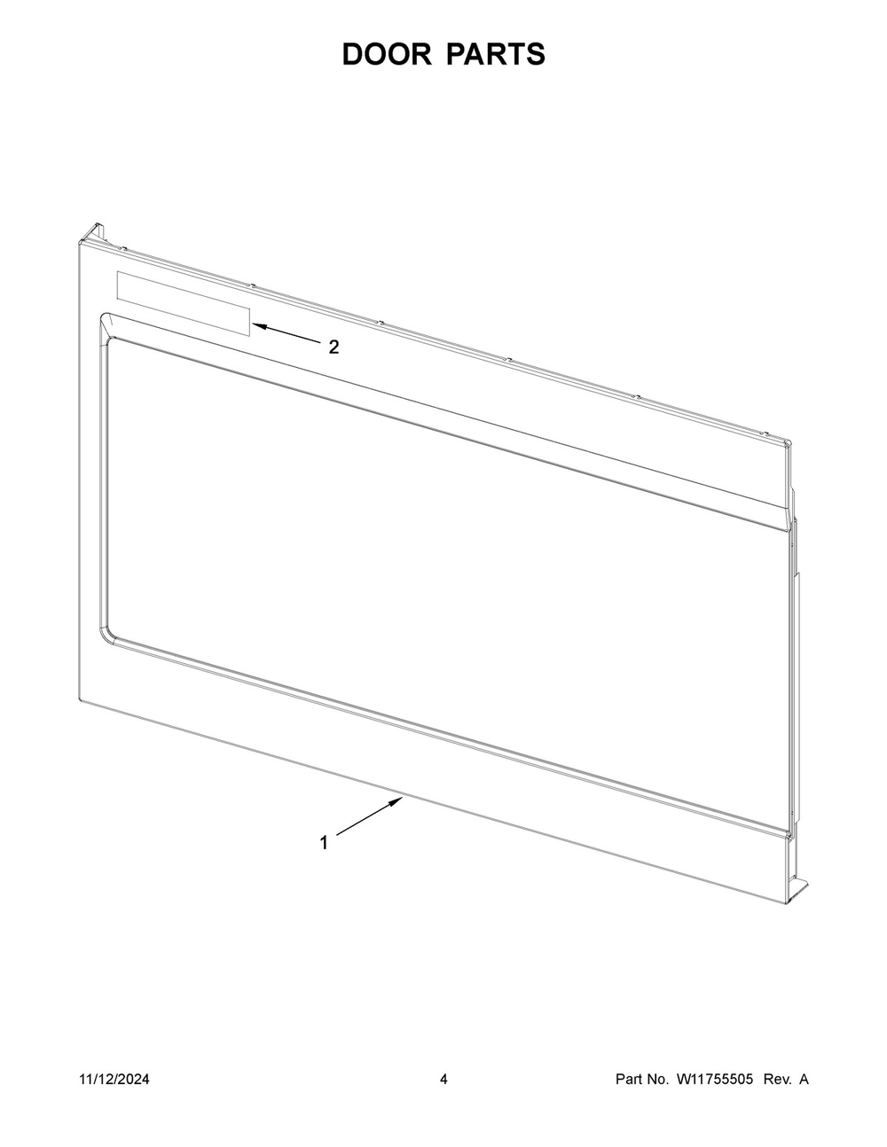 03 - Door Parts Diagram and Parts List for KMMS130RPS00  Whirlpool Microwave
