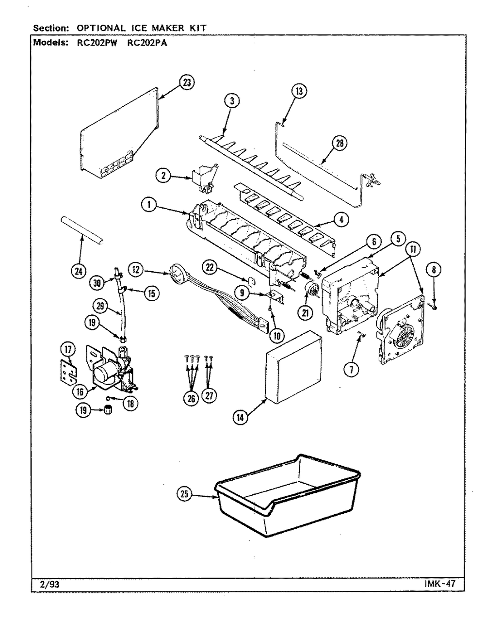 03 - Optional Ice Maker Kit Diagram and Parts List for RC202PW  Whirlpool Refrigerator