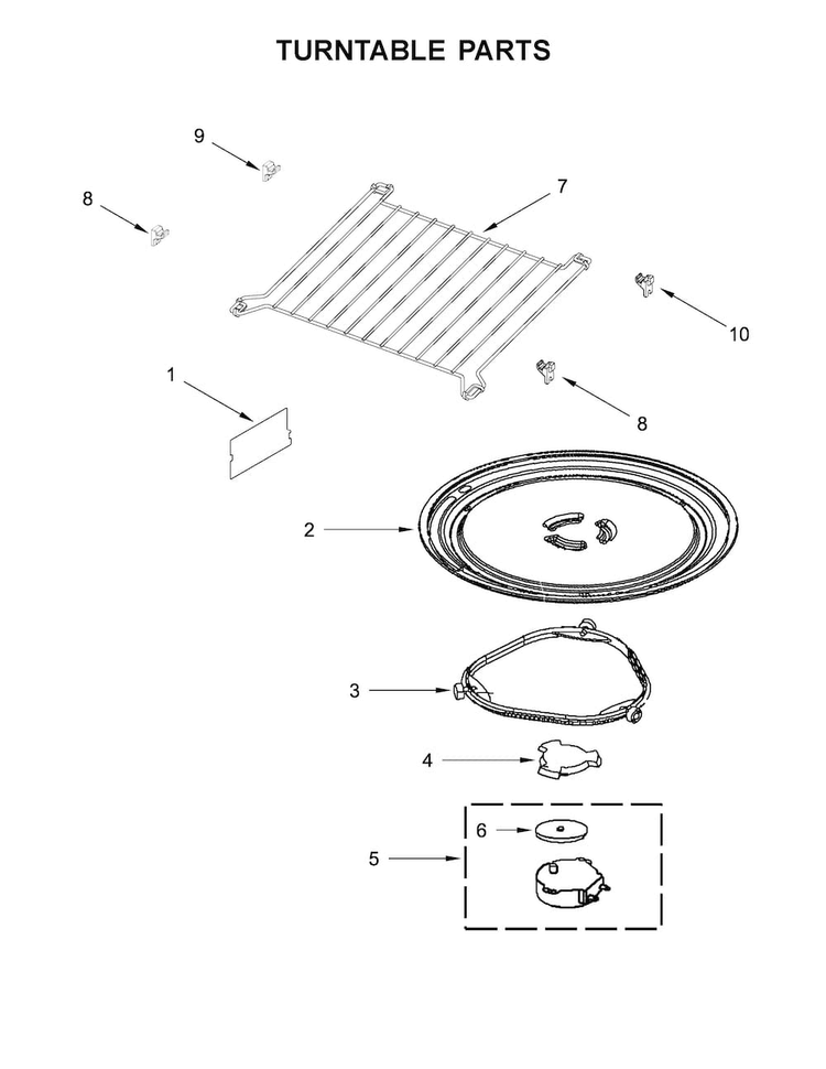 Turntable Parts Diagram and Parts List for KMHS120EBL5  KitchenAid Microwave