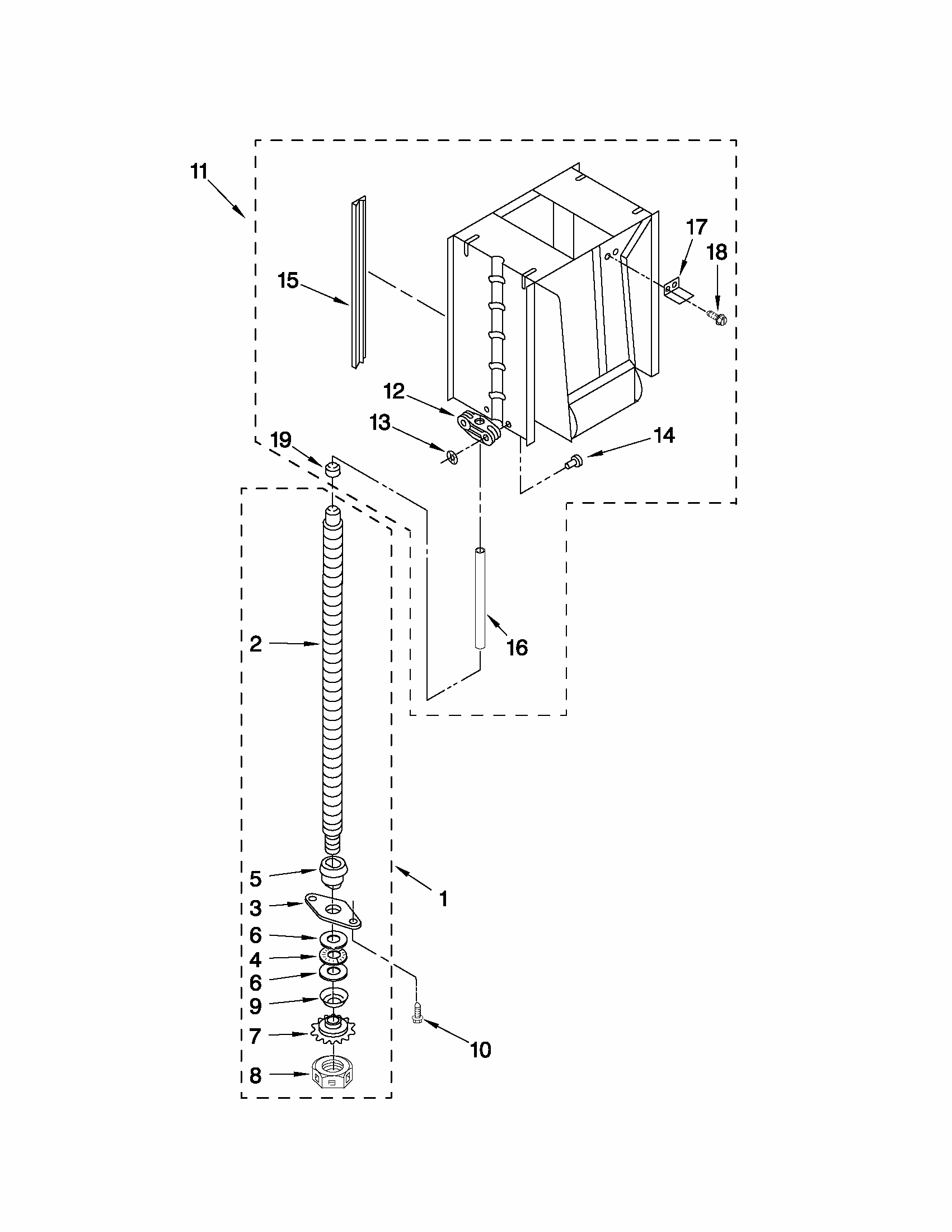 Powerscrew And Ram Parts Diagram and Parts List for 66514732111  Kenmore Trash Compactor