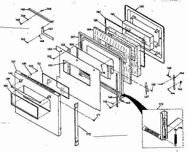 Oven Door Diagram and Parts List for 8504237321  Kenmore Range