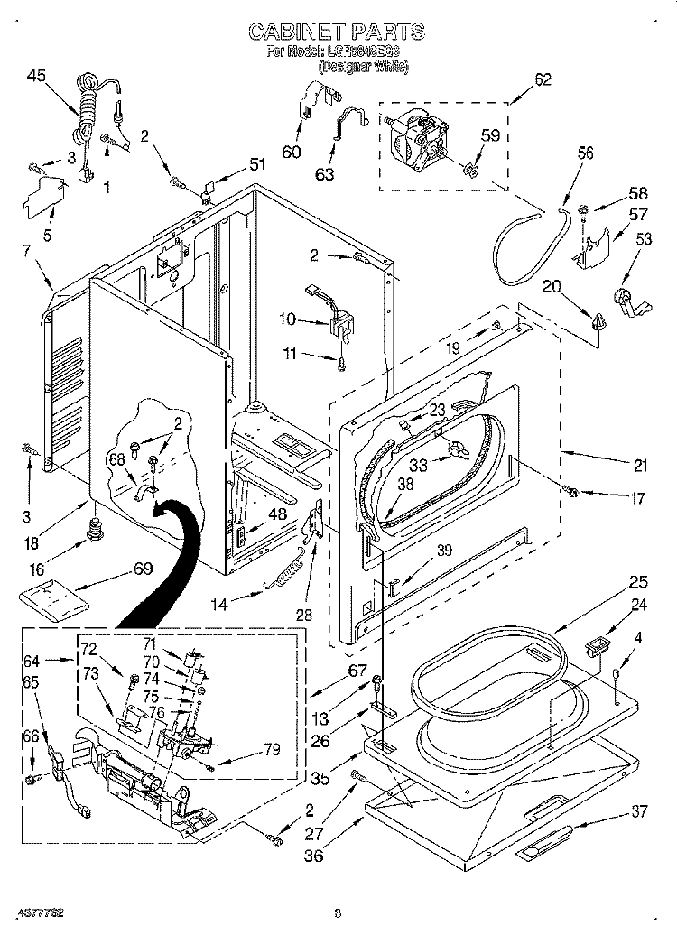 CABINET Diagram and Parts List for LGR5848EQ3  Whirlpool Dryer