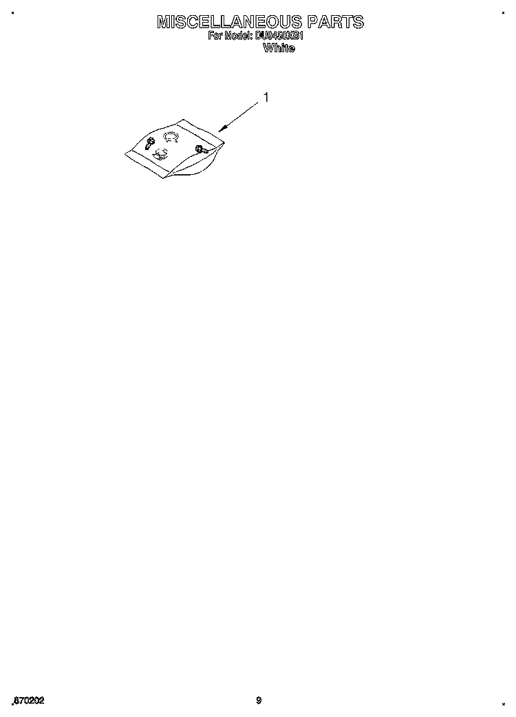 MISCELLANEOUS, LIT/OPTIONAL Diagram and Parts List for DU9450XB1  Whirlpool Dishwasher