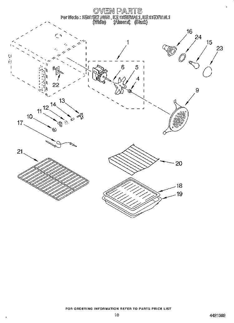 OVEN Diagram and Parts List for KGRT507BAL1  KitchenAid Range