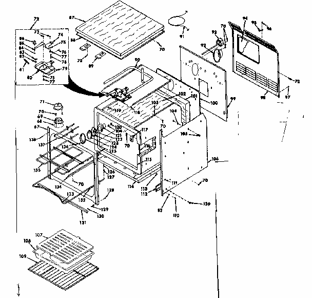 Body Section Diagram and Parts List for 8504237310  Kenmore Range