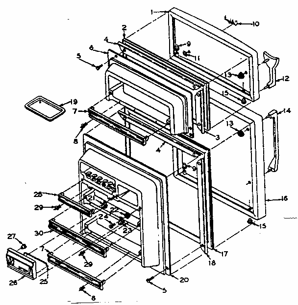 Refrigerator Door Parts Diagram and Parts List for 106S14DL  Kenmore Refrigerator