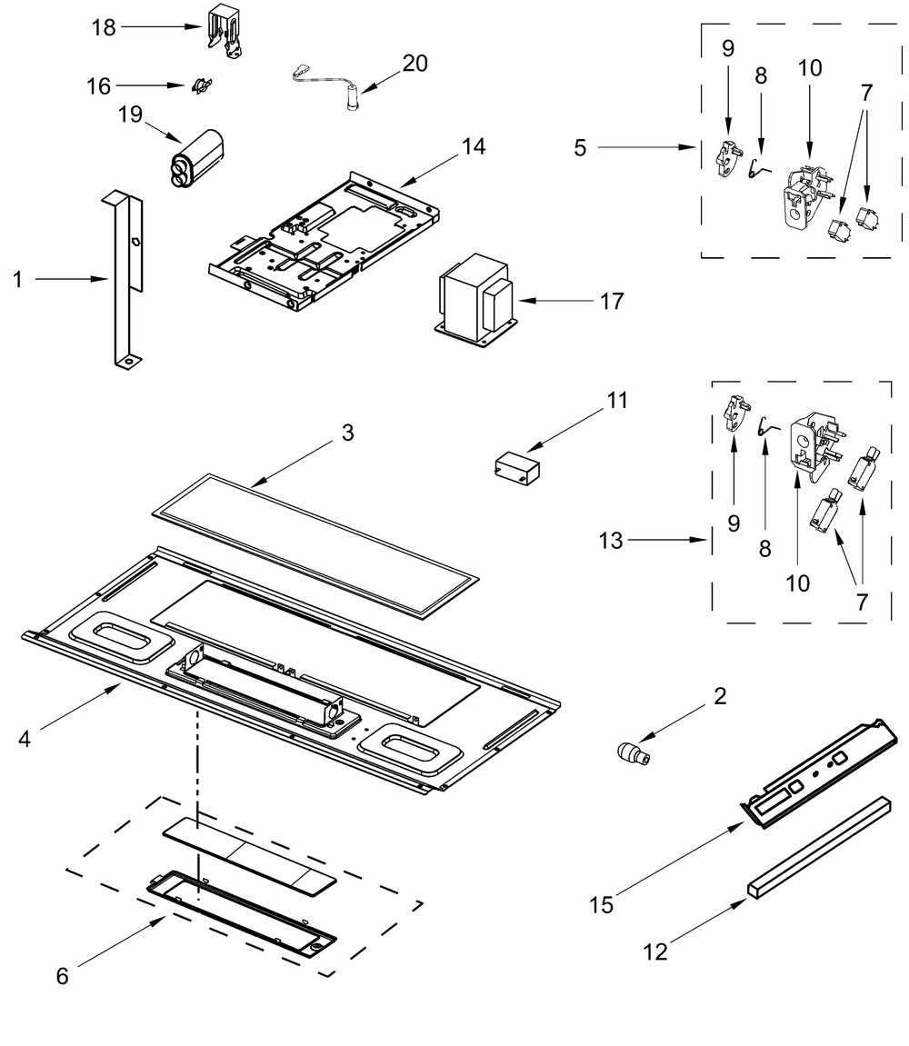 Interior And Ventilation Parts Diagram and Parts List for WMMS3130RZ01  Whirlpool Microwave