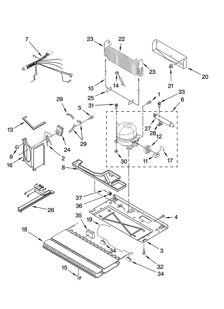 Unit Parts Diagram and Parts List for GX5FHDXTL11  Whirlpool Refrigerator