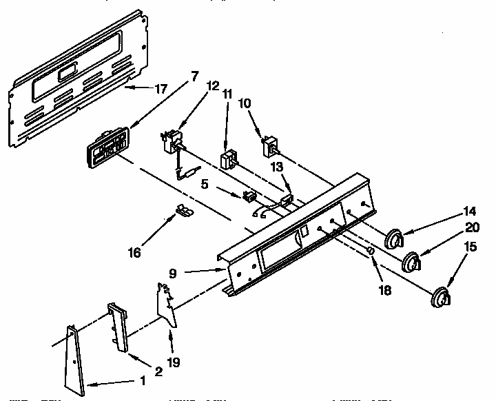 Control Panel Parts Diagram and Parts List for RF376PXYN3  Whirlpool Range