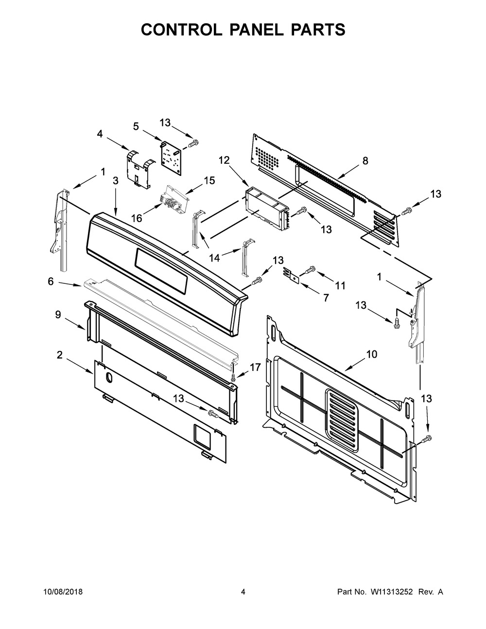 Control Panel Parts Diagram and Parts List for IGR660GS0  Whirlpool Range