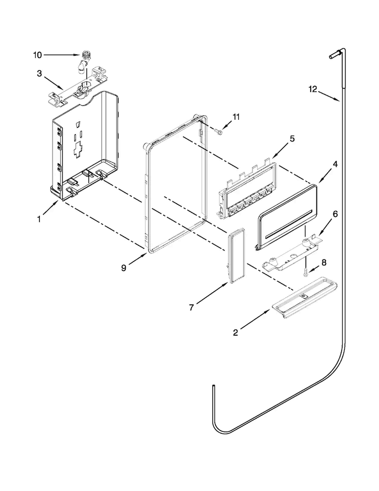 Dispenser Parts Diagram and Parts List for 5VWT71REYF00  Whirlpool Refrigerator