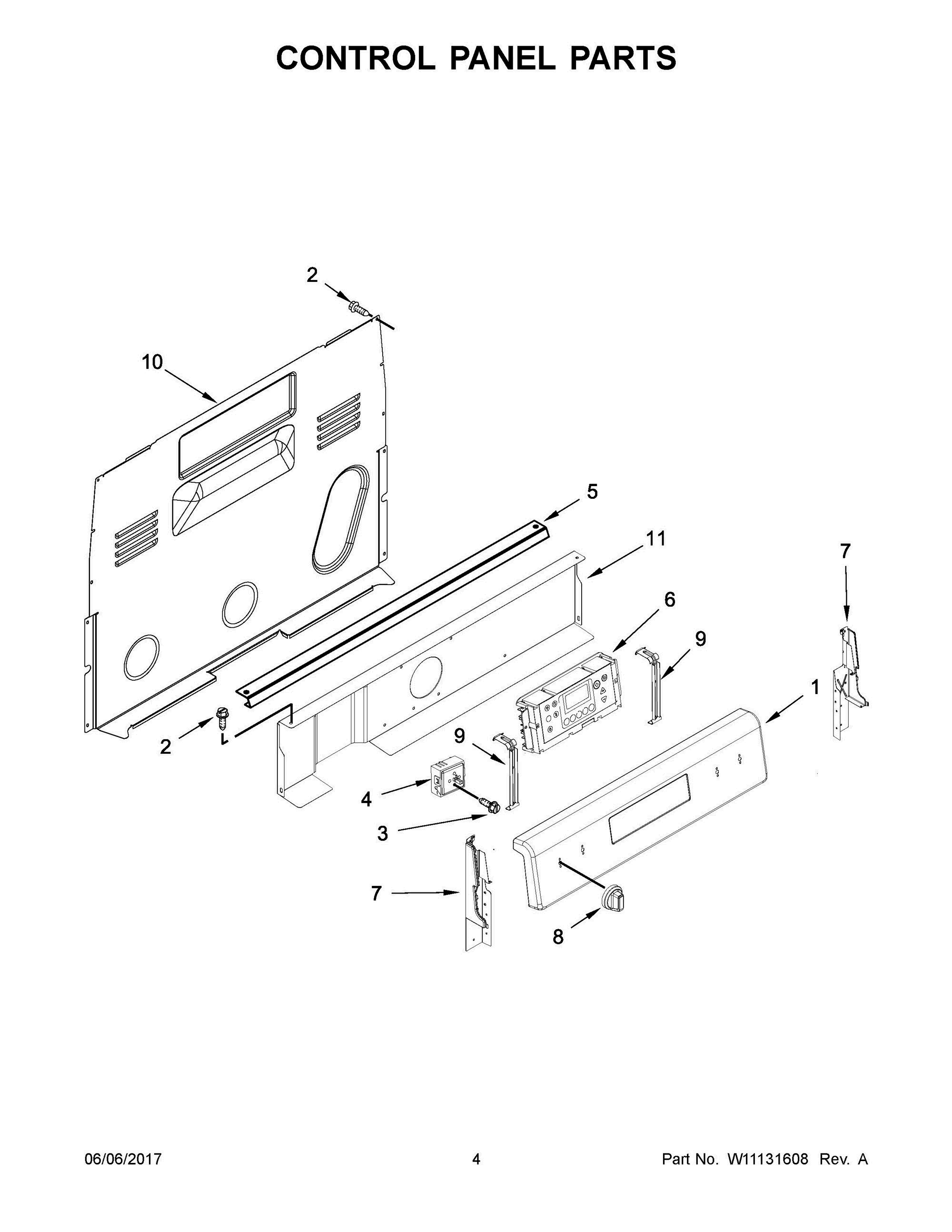 03 - CONTROL PANEL PARTS Diagram and Parts List for MER6600FW1  Whirlpool Range