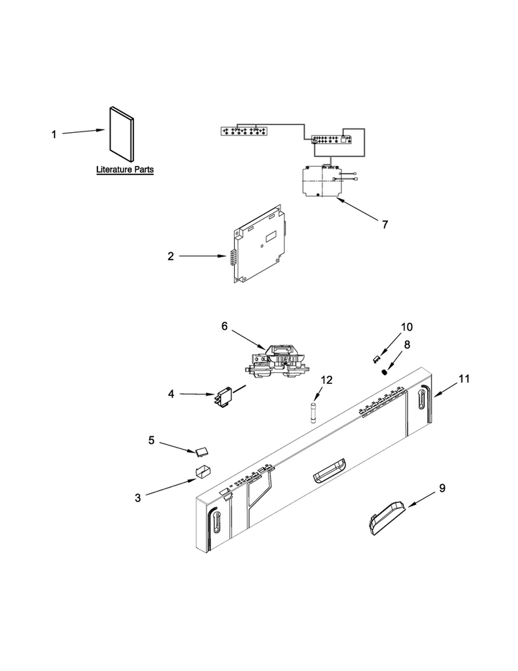 Control Panel And Latch Parts Diagram and Parts List for UDT555SBDP0  Whirlpool Dishwasher