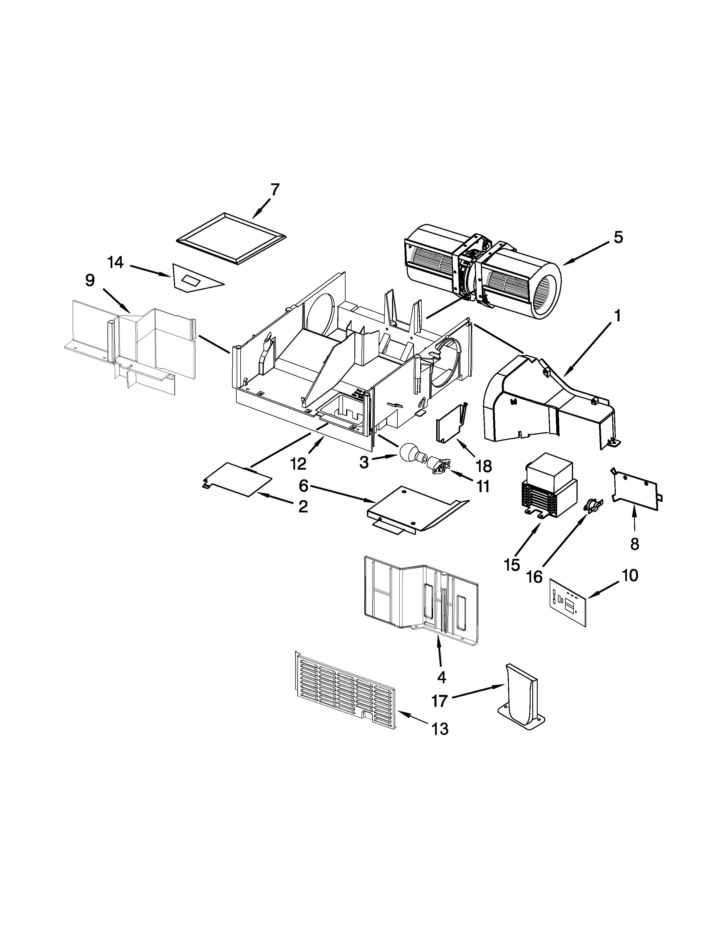 Air Flow Parts Diagram and Parts List for IMH15XVQ6  Whirlpool Microwave