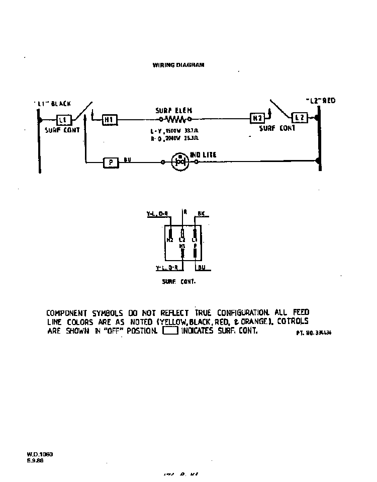 Wire Diagram Diagram and Parts List for 2136*0A  Roper Range
