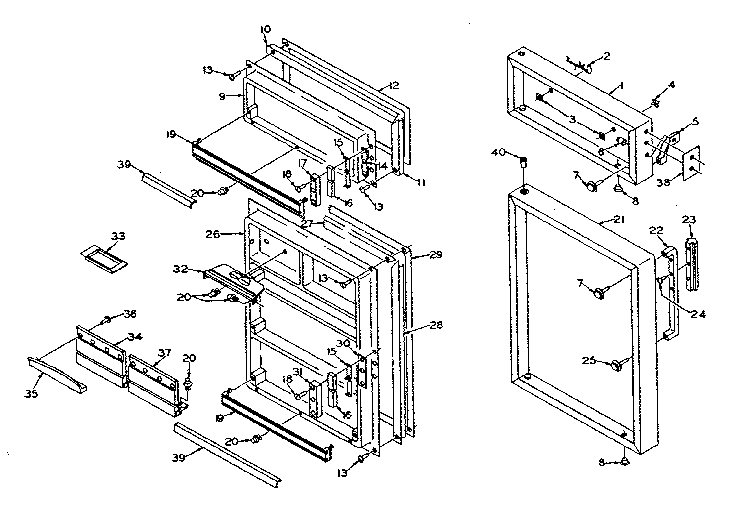 Door Parts Diagram and Parts List for 106N14E-1  Kenmore Refrigerator