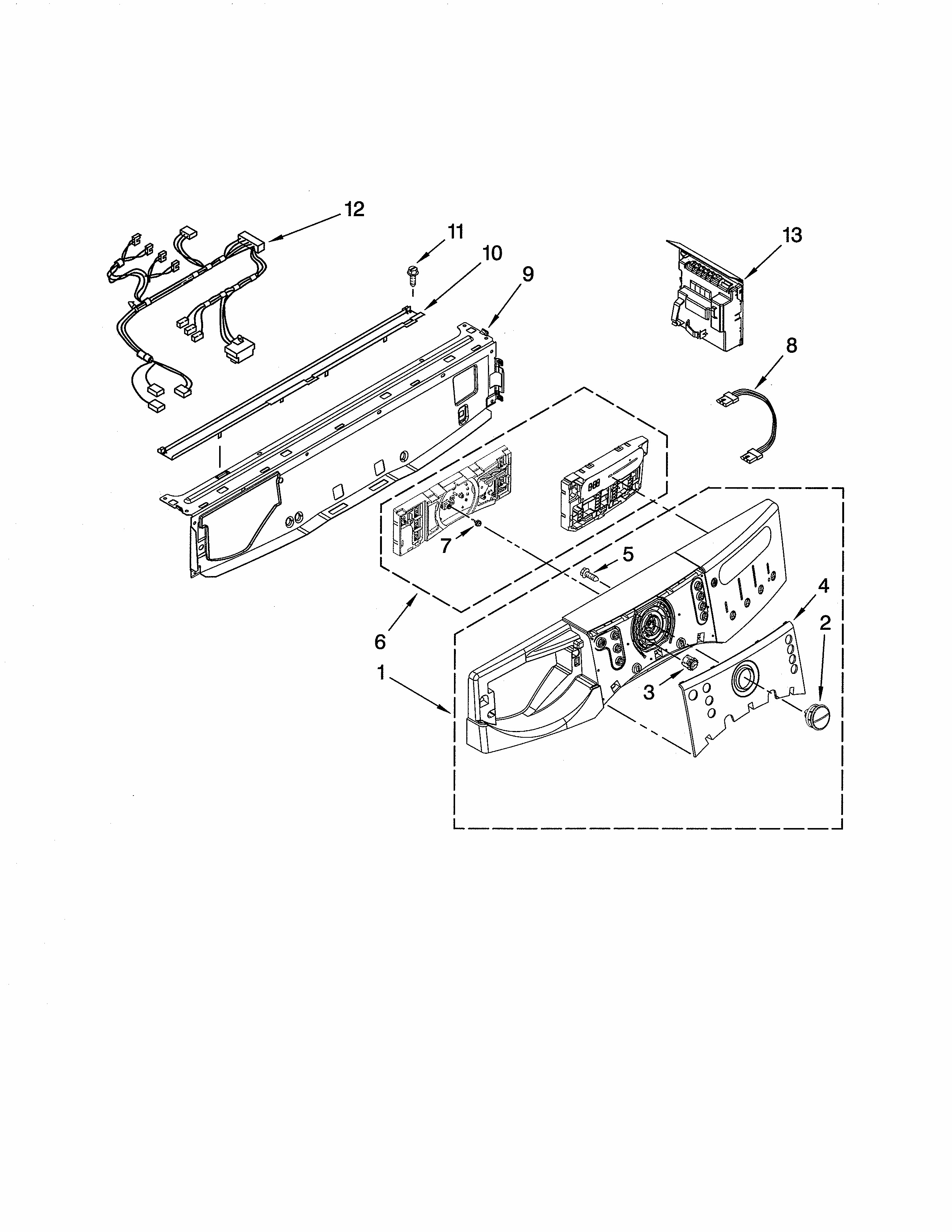 Control Panel Diagram and Parts List for 11047892701  Kenmore Washer