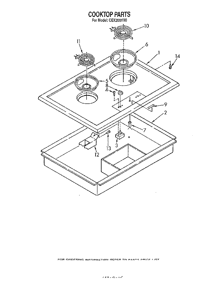 SECTION Diagram and Parts List for CEX200VX0  Roper Range