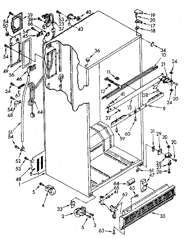 Cabinet Diagram and Parts List for ET20AKXSN01  Whirlpool Refrigerator