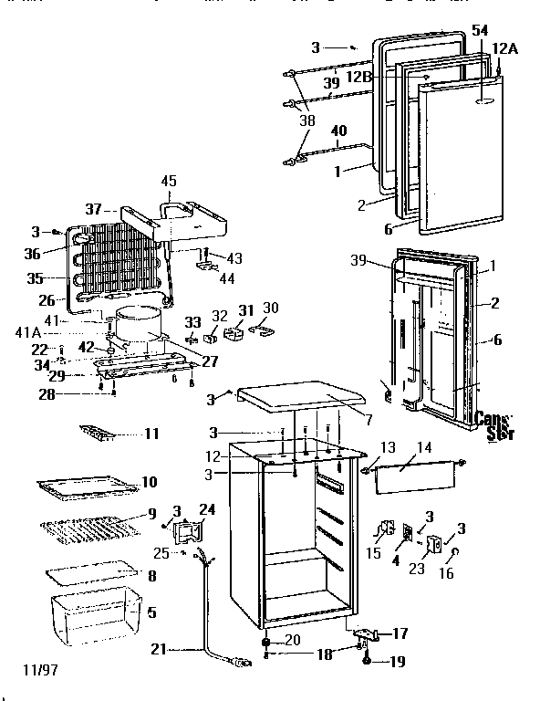 Refrigerator Cabinet Parts Diagram and Parts List for 46196472690  Kenmore Refrigerator