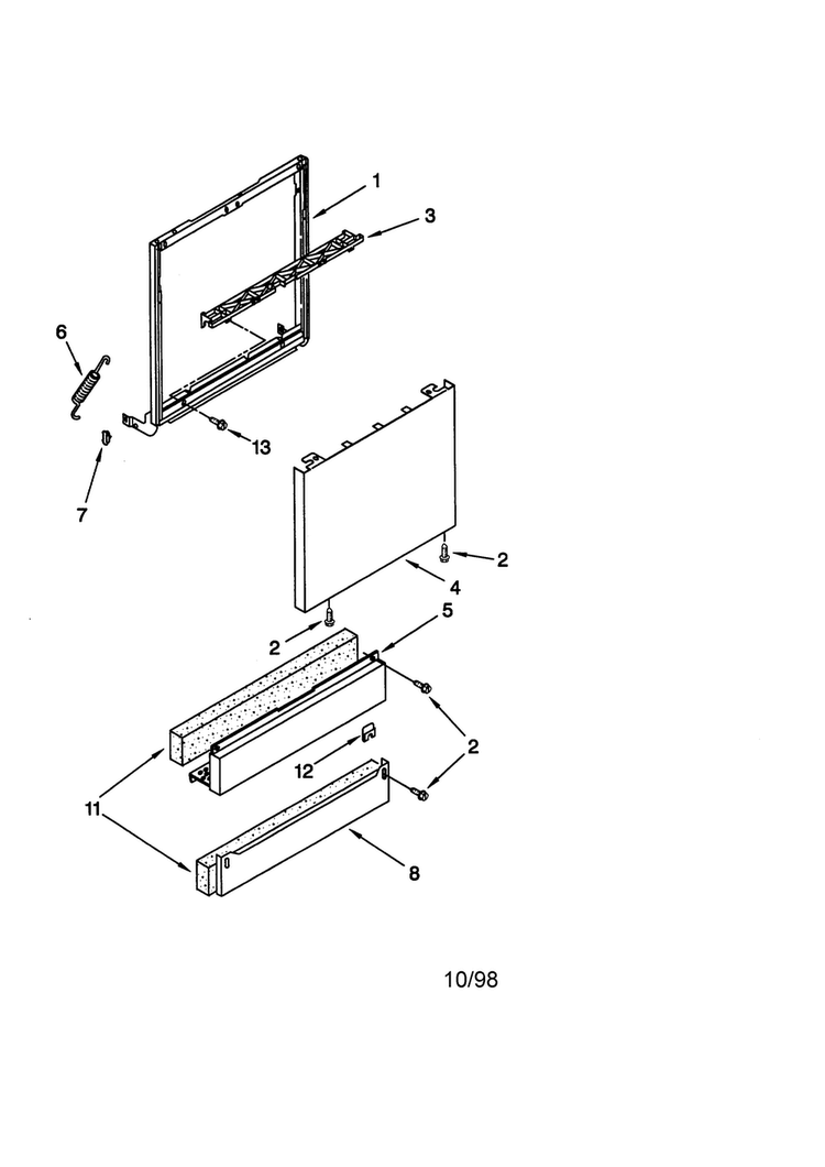 Door And Panel Diagram and Parts List for KUDC24SESS24  KitchenAid Dishwasher