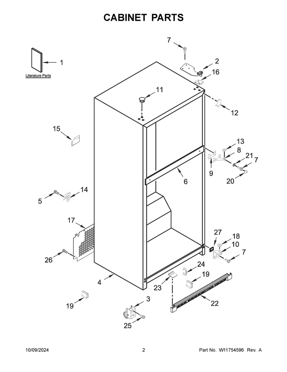 02 - Cabinet Parts Diagram and Parts List for WRT511SZDM04  Whirlpool Refrigerator