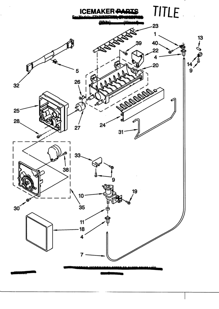 Icemaker Diagram and Parts List for ET18NMFW03  Whirlpool Refrigerator