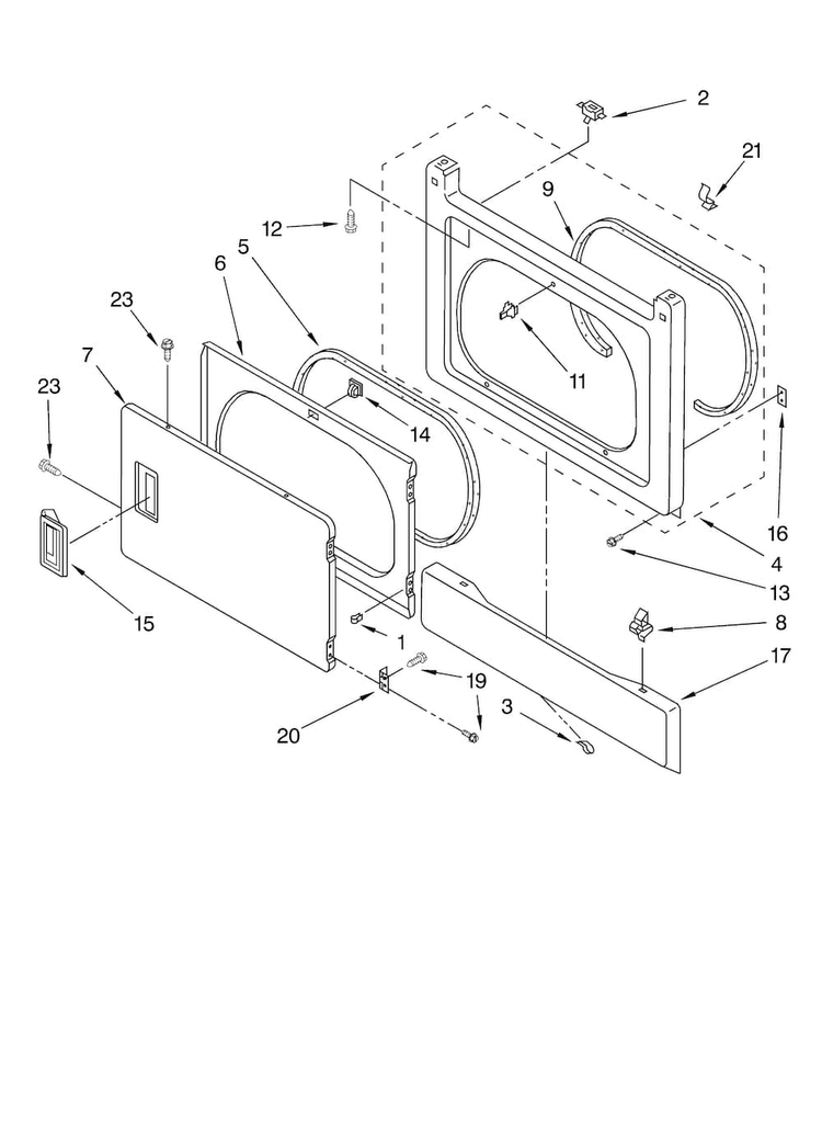 Dryer Front Panel And Door Parts, Optional Parts Diagram and Parts List for 11097842700  Kenmore Washer Dryer Combo