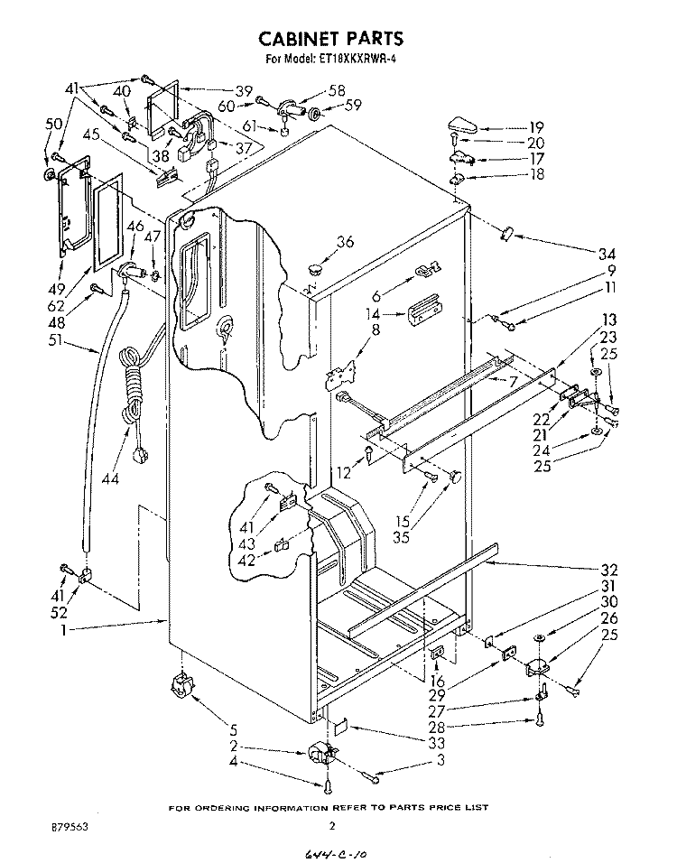 CABINET Diagram and Parts List for ET18XKXRWR4  Whirlpool Refrigerator