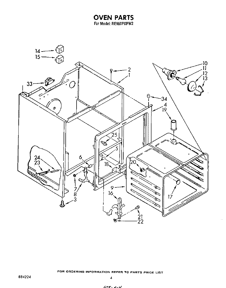OVEN Diagram and Parts List for RE960PXPW2  Whirlpool Range