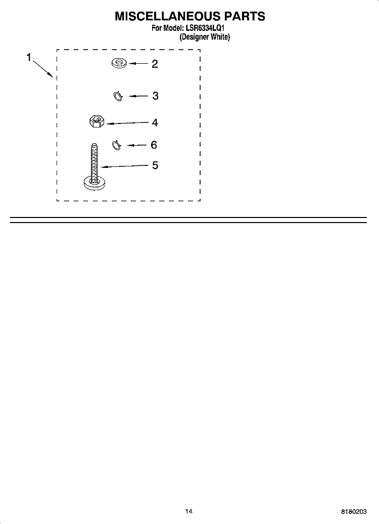 MISCELLANEOUS PARTS OPTIONAL PARTS (NOT INCLUDED) Diagram and Parts List for LSR6334LQ1  Whirlpool Washer