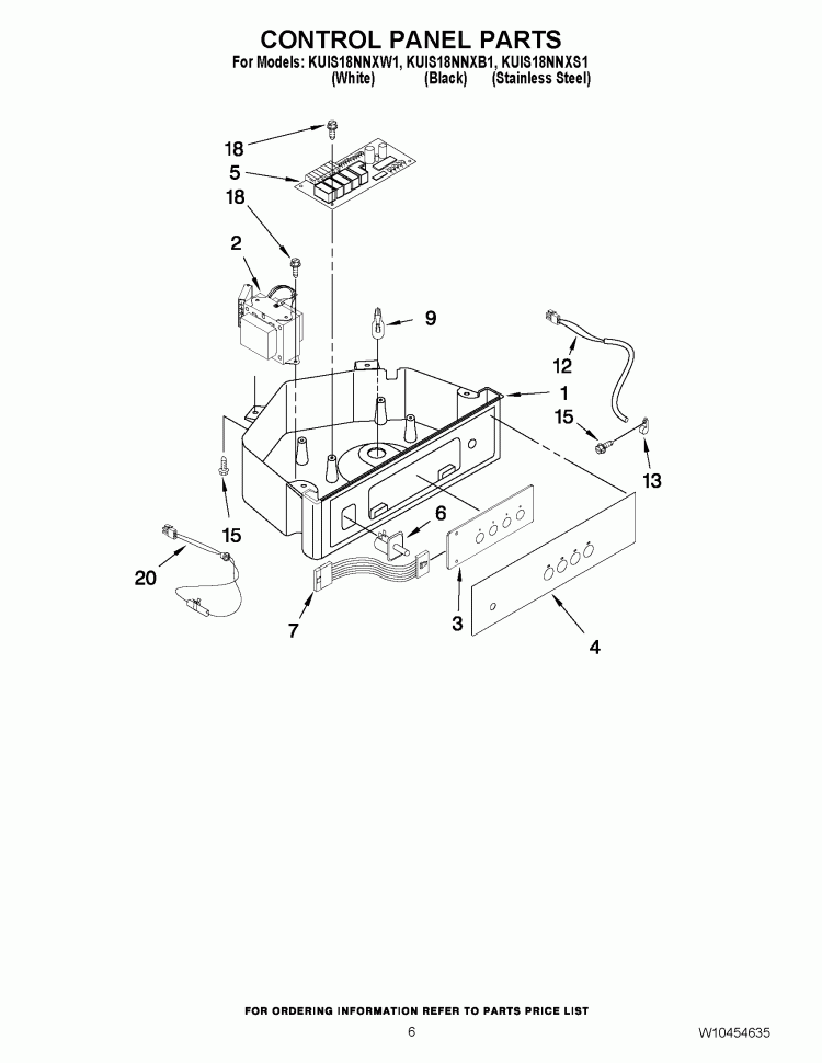 CONTROL PANEL PARTS Diagram and Parts List for KUIS18NNXS1  KitchenAid Ice Maker