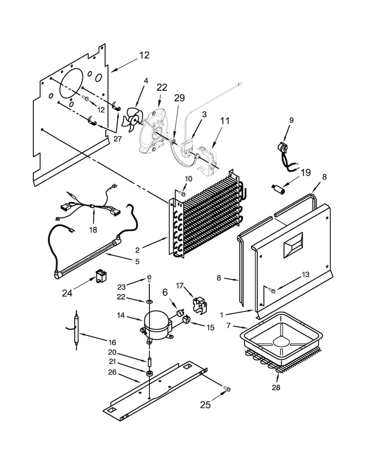 Unit Parts Diagram and Parts List for EV201NZTQ03  Whirlpool Freezer