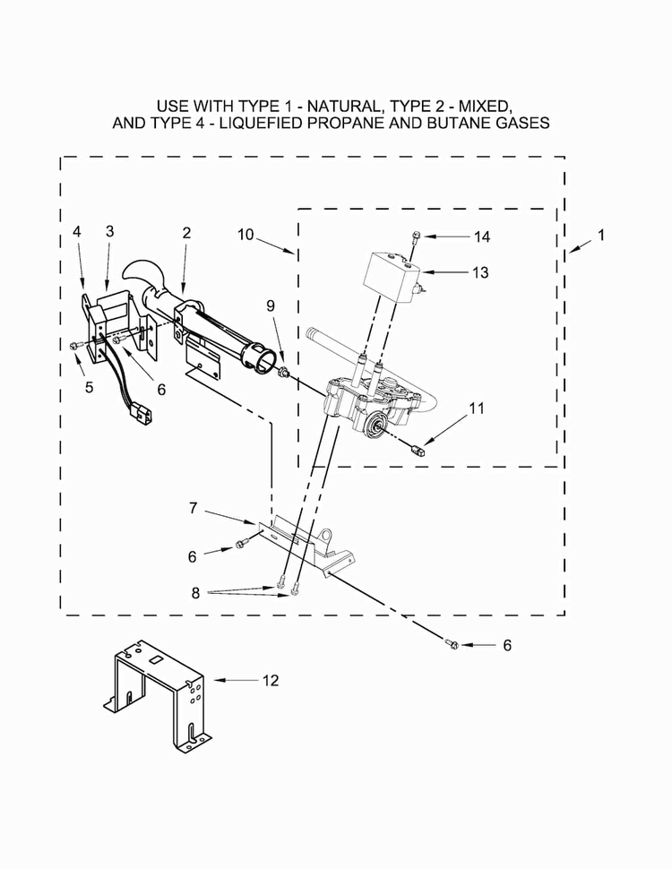 W10336852 Burner Assembly Parts Diagram and Parts List for 7MWGD9919EM0  Whirlpool Dryer
