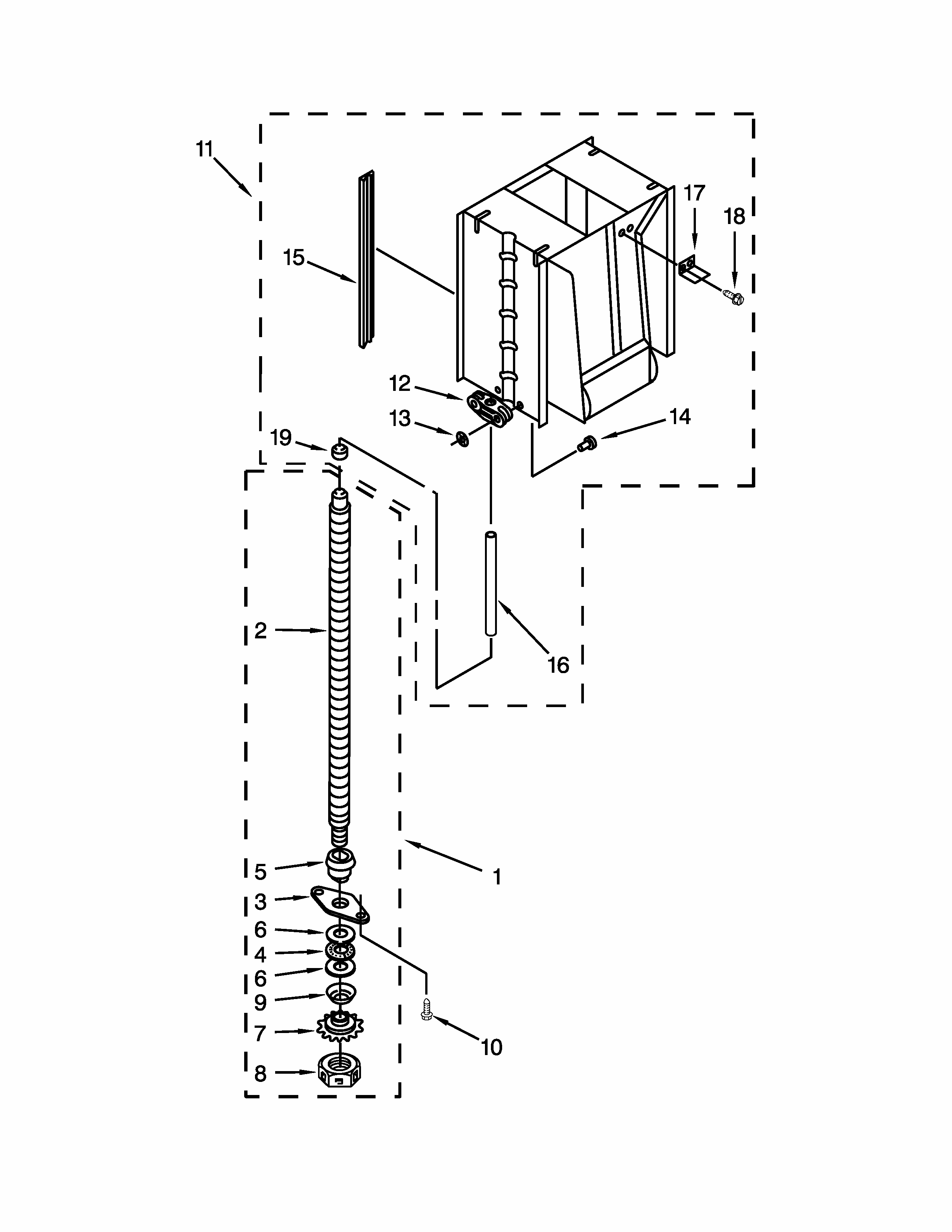 Powerscrew And Ram Parts Diagram and Parts List for 66514723112  Kenmore Trash Compactor
