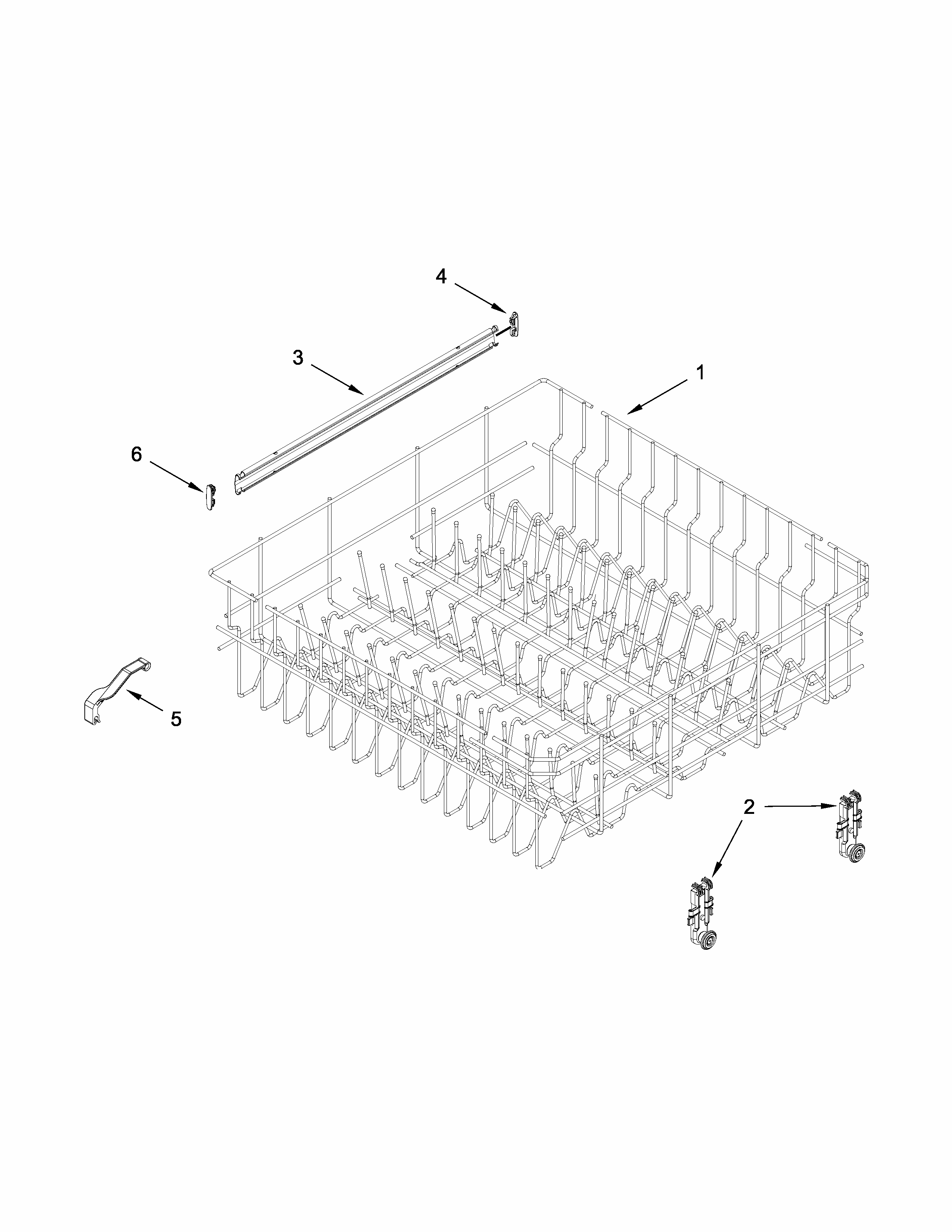 Upper Rack And Track Parts Diagram and Parts List for 66512413N412  Kenmore Dishwasher