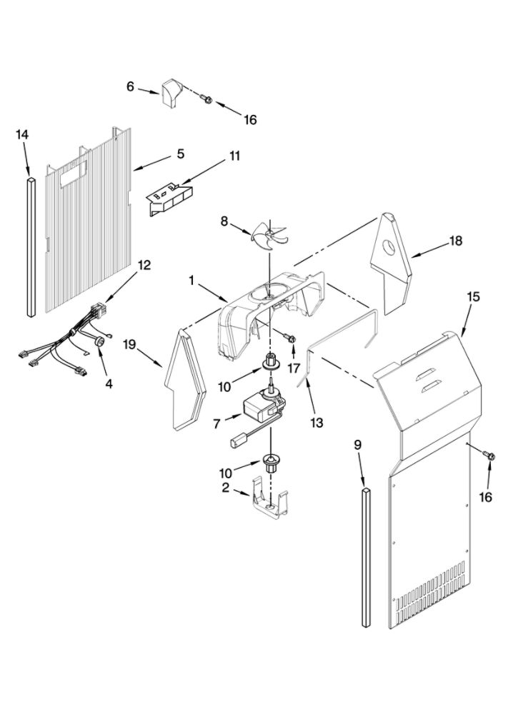 Air Flow Parts Diagram and Parts List for 10659432801  Kenmore Refrigerator