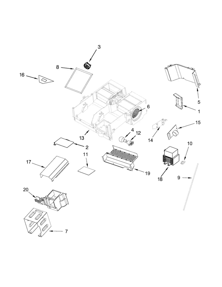 Air Flow Parts Diagram and Parts List for WMH73521CE1  Whirlpool Microwave
