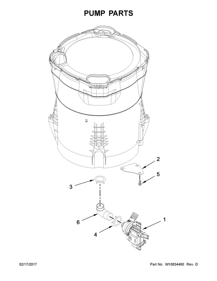 Pump Parts Diagram and Parts List for 7MWTW7300EW0  Whirlpool Washer