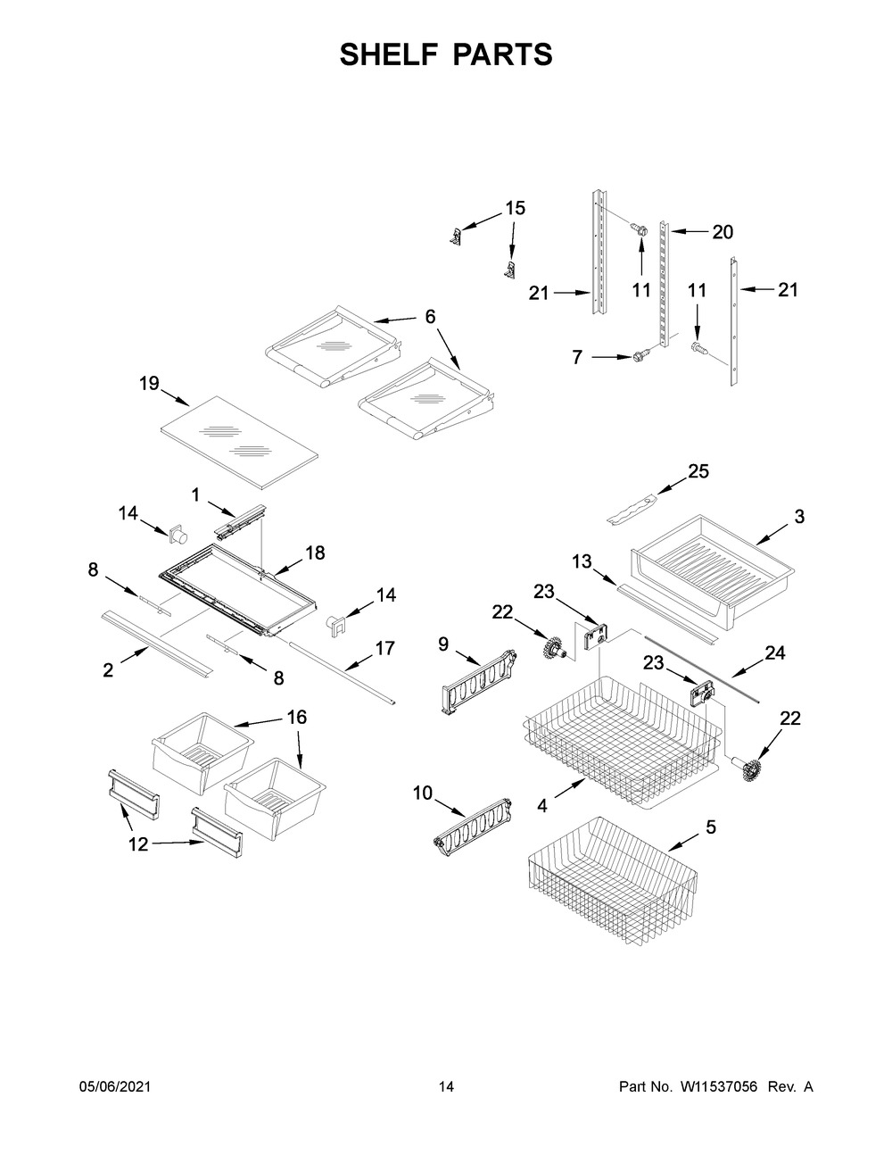 Shelf Parts Diagram and Parts List for MBB1957FEW03  Whirlpool Refrigerator