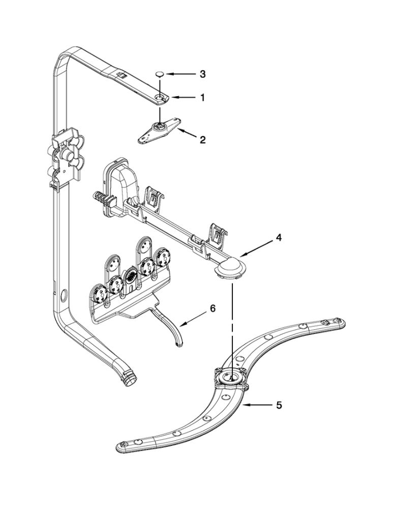 Upper Wash And Rinse Parts Diagram and Parts List for 66512782K310  Kenmore Dishwasher