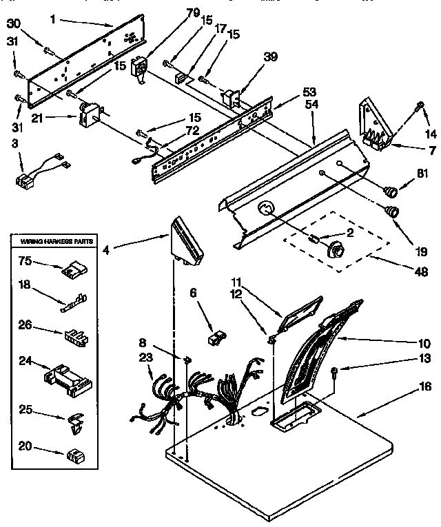 Top And Console Diagram and Parts List for EMLGR7646AN1  Whirlpool Dryer