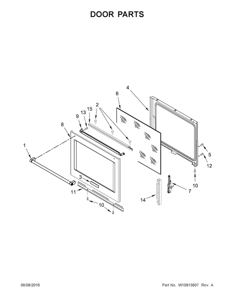 Door Parts Diagram and Parts List for KSEG950ESS1  KitchenAid Range