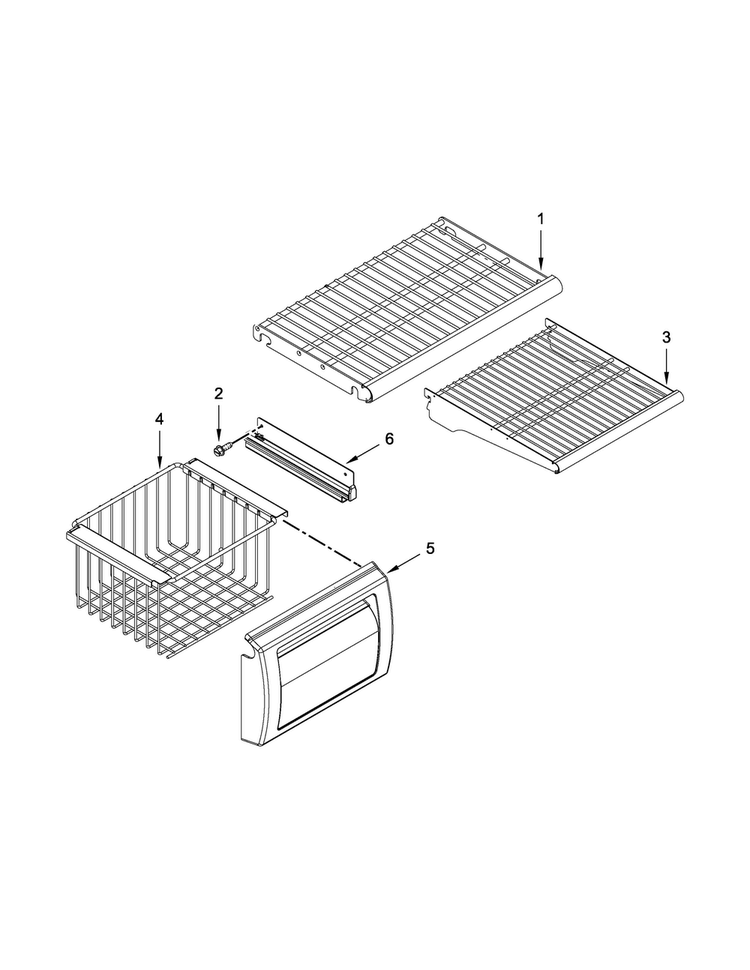 Freezer Shelf Parts Diagram and Parts List for KBSD606ESS00  KitchenAid Refrigerator