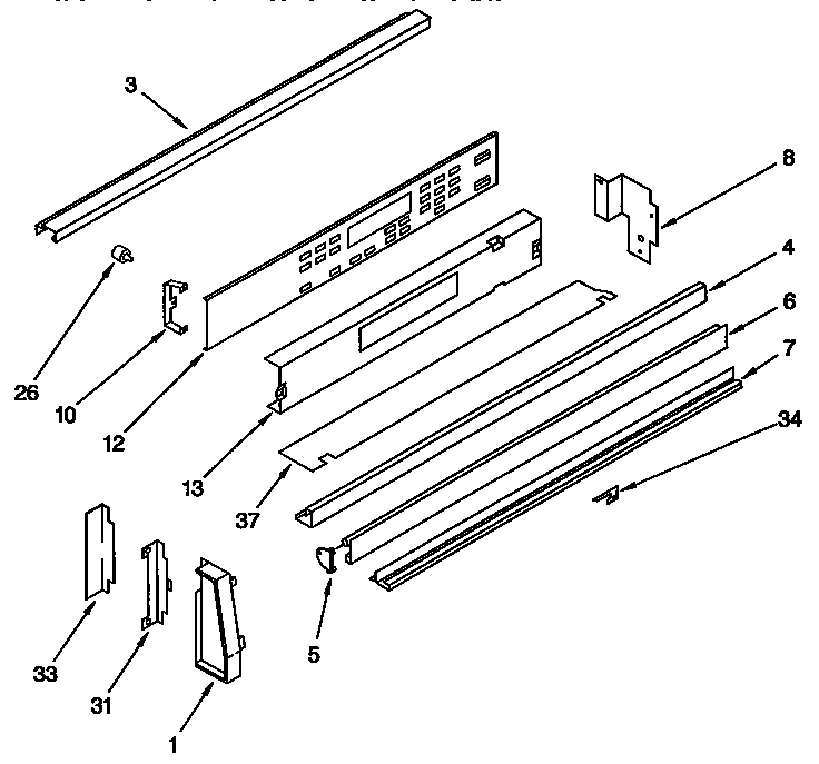 Control Panel Diagram and Parts List for KDDT07BAL0  KitchenAid Range
