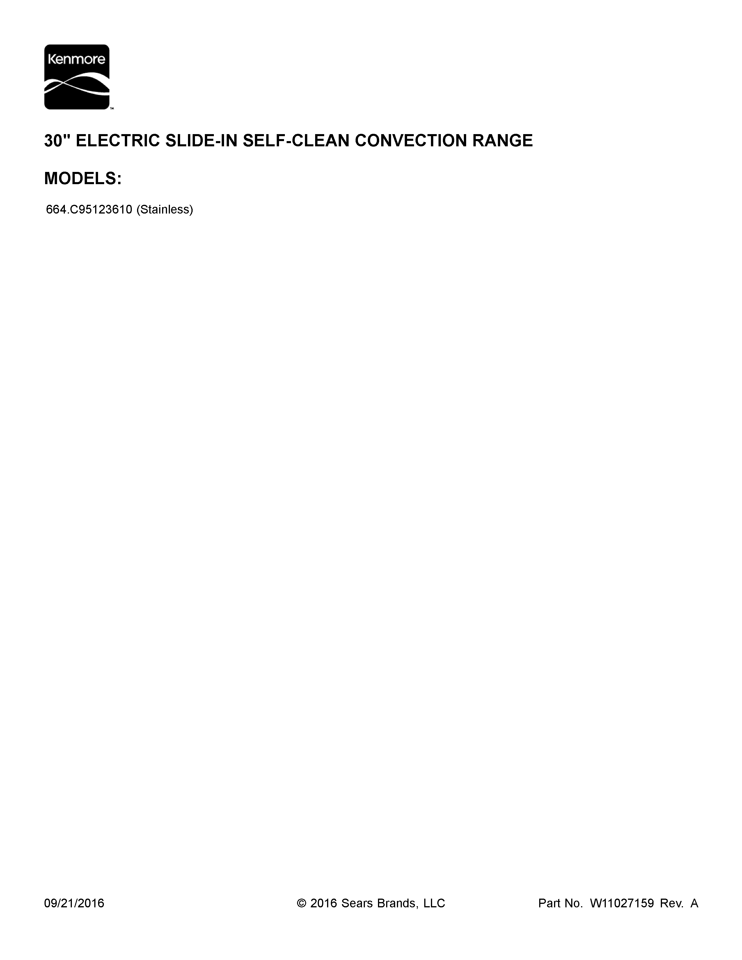 Cover Sheet Diagram and Parts List for 664C95123610  Kenmore Range