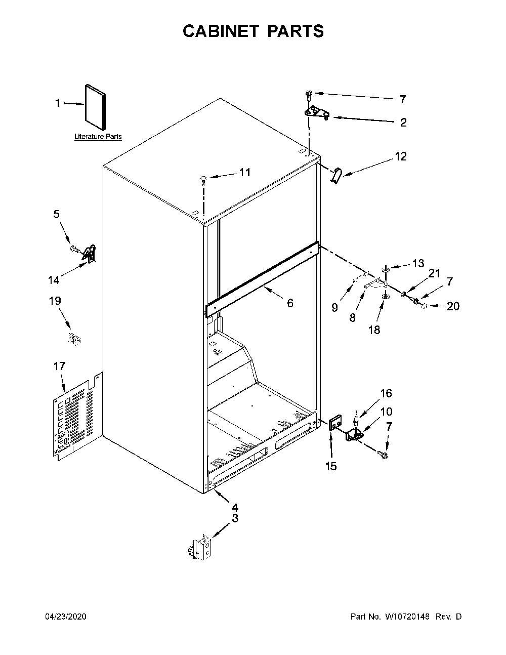Cabinet parts Diagram and Parts List for WRT134TFDM00  Whirlpool Refrigerator