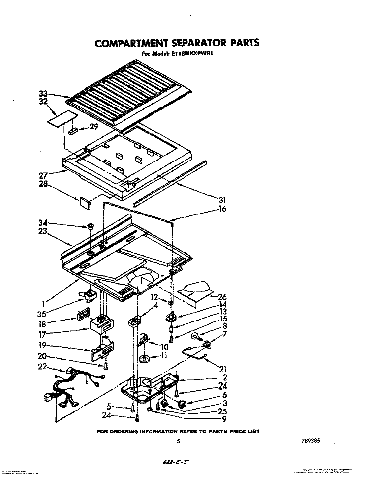COMPARTMENT SEPARATOR Diagram and Parts List for ET18MKXPWR1  Whirlpool Refrigerator
